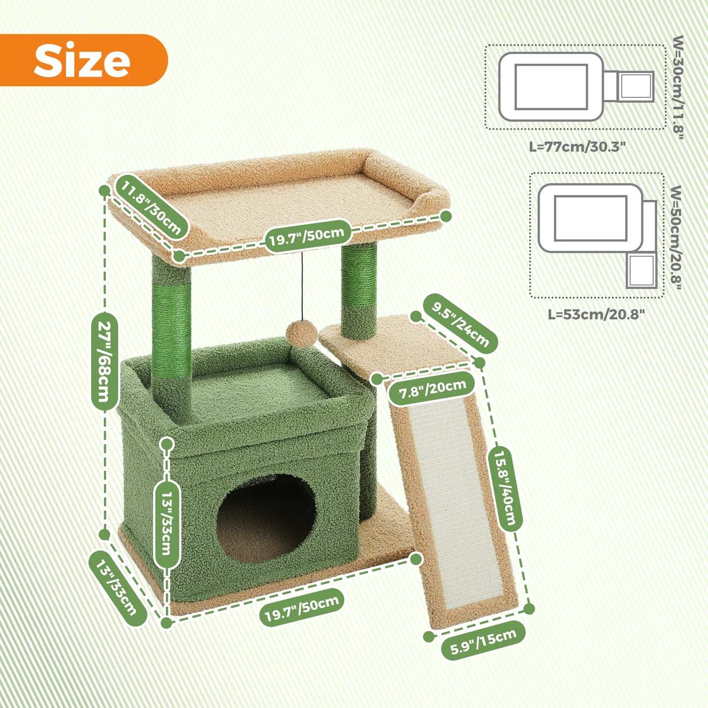PAWZ Road Small Indoor Cat Tree with Three Tiers