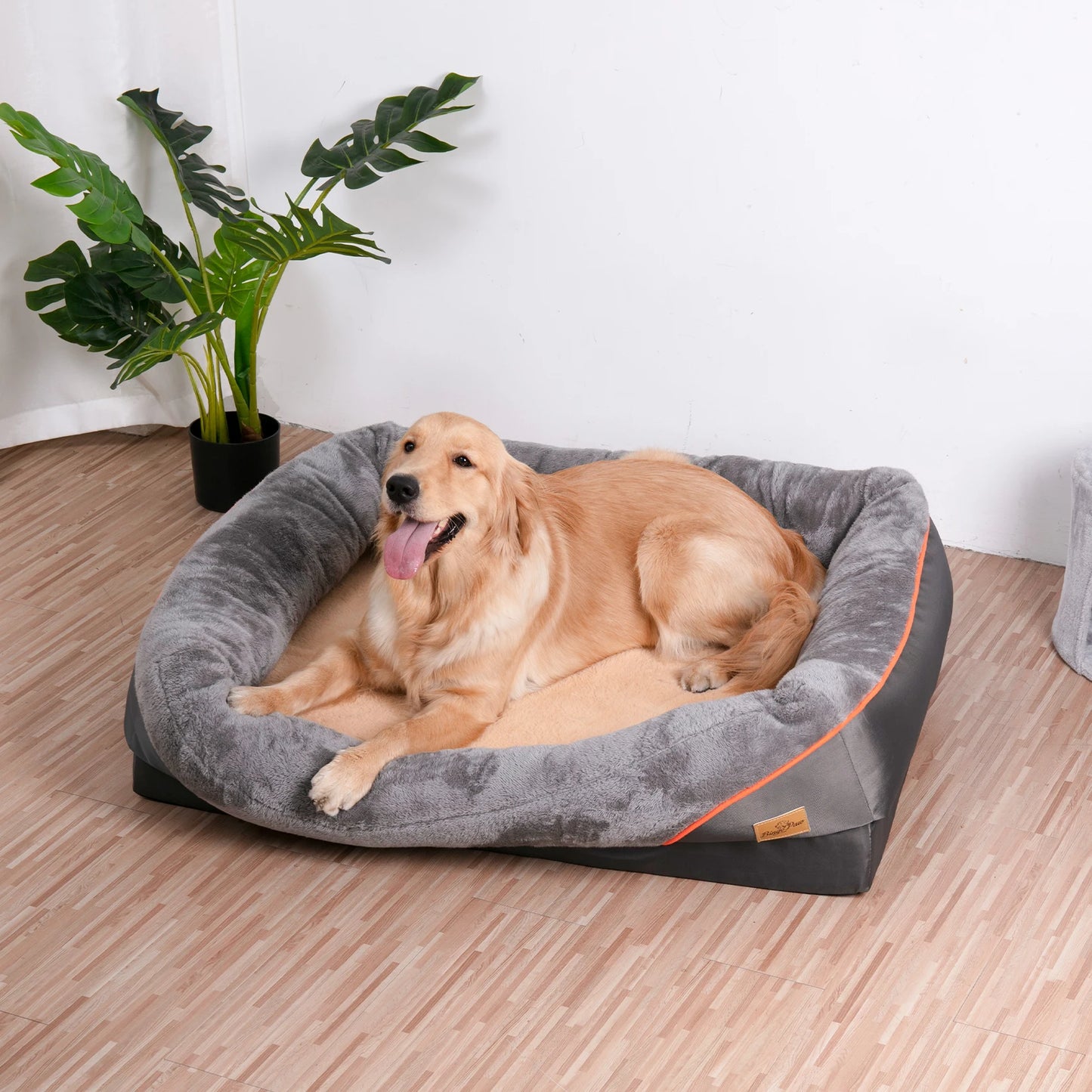 BINGOPAWCN Orthopedic Foam Dog Bed With Removable Washable Cover And Cotton Bolster
