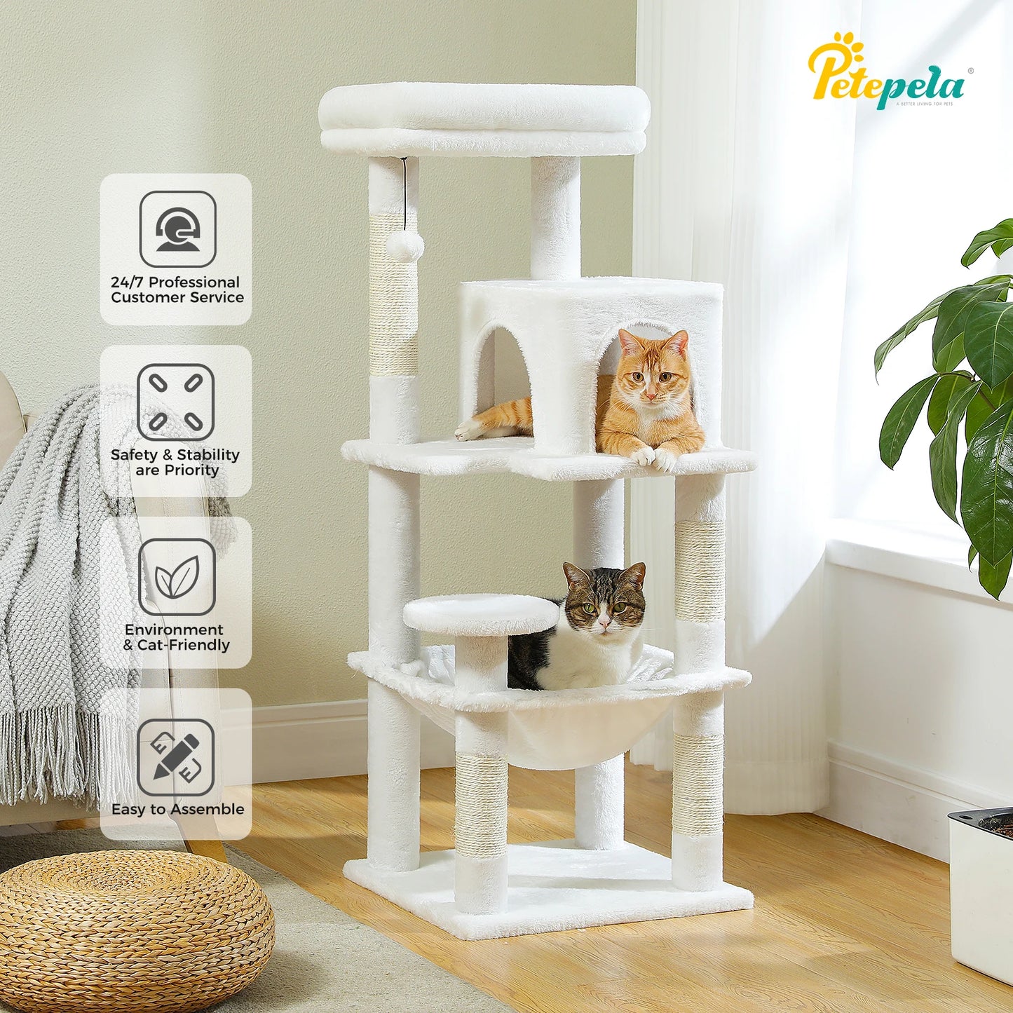 PETEPELACN Cat Tree Indoor 5 Level Tower With Metal Frame