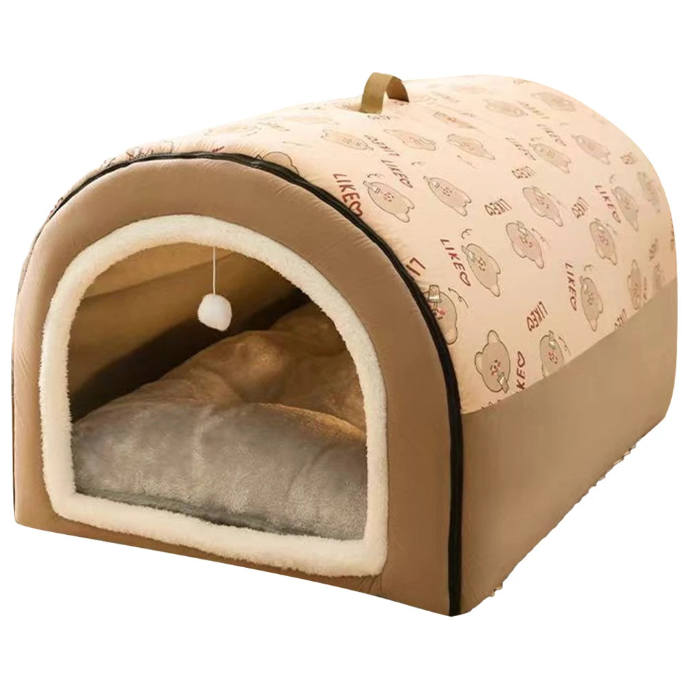 Winter Dog Bed Self-Warming Puppy House Washable Large Cat Sleeping Tent Cave Beds Indoor Kitten Nest Kennel Hut for Small Mediu