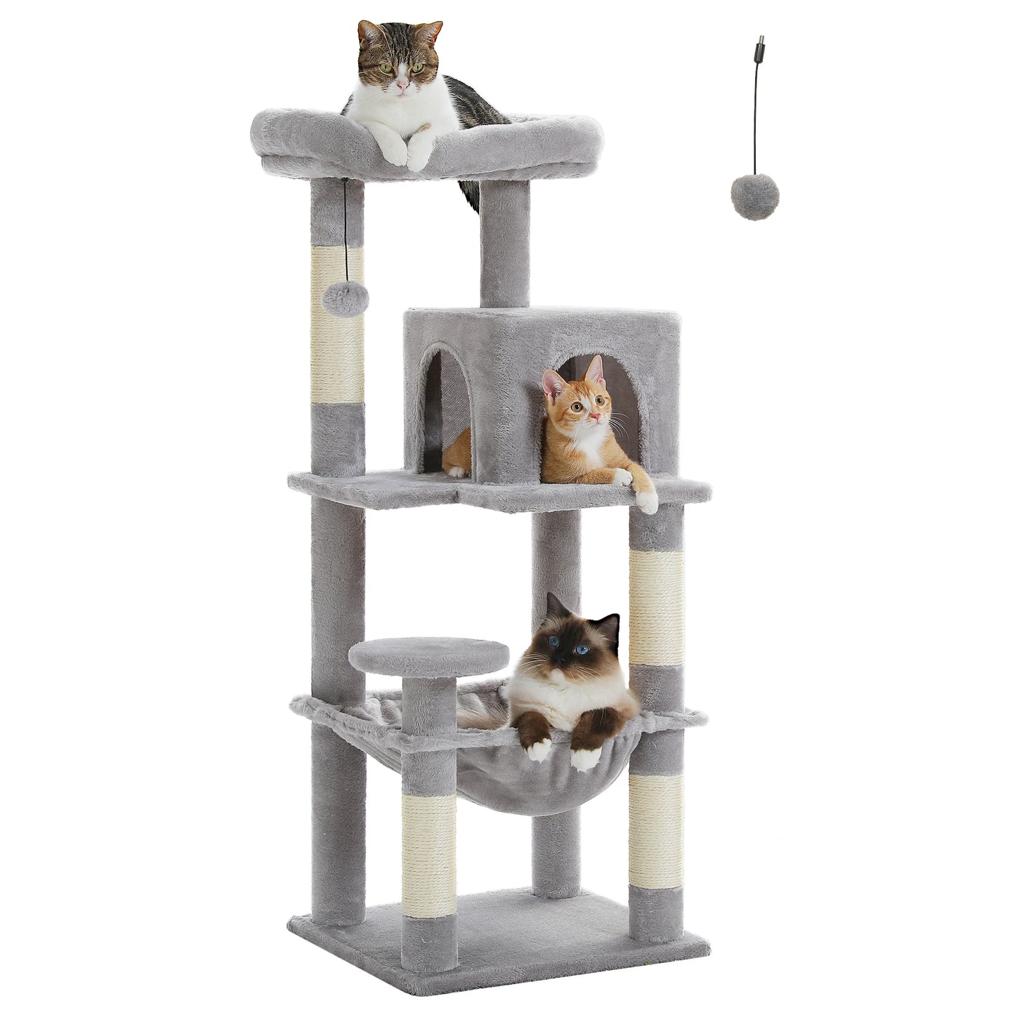 PETEPEL Cat Tree Indoor 5 Level Tower With Metal Frame Large Hammock