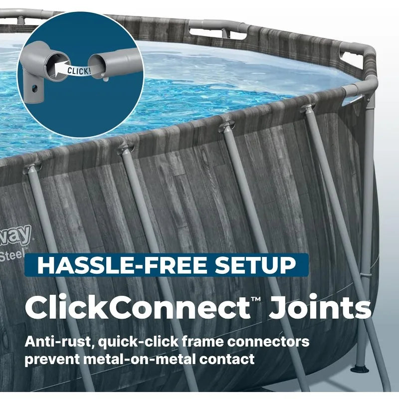 Bestway Power Steel 20’ x 12’ x 48” Above Ground Pool, Oval Metal Frame Outdoor Swimming Pool Set with Filter Pump, Ladder