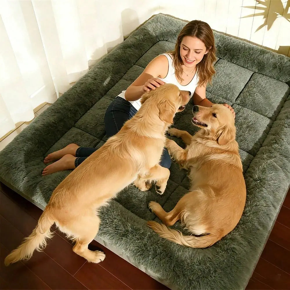Warm Winter Mattress For Human Large Dogs MultiPet Households, Extra Large Thick Soft NonSlip Washable Mat, Universal Rectangul