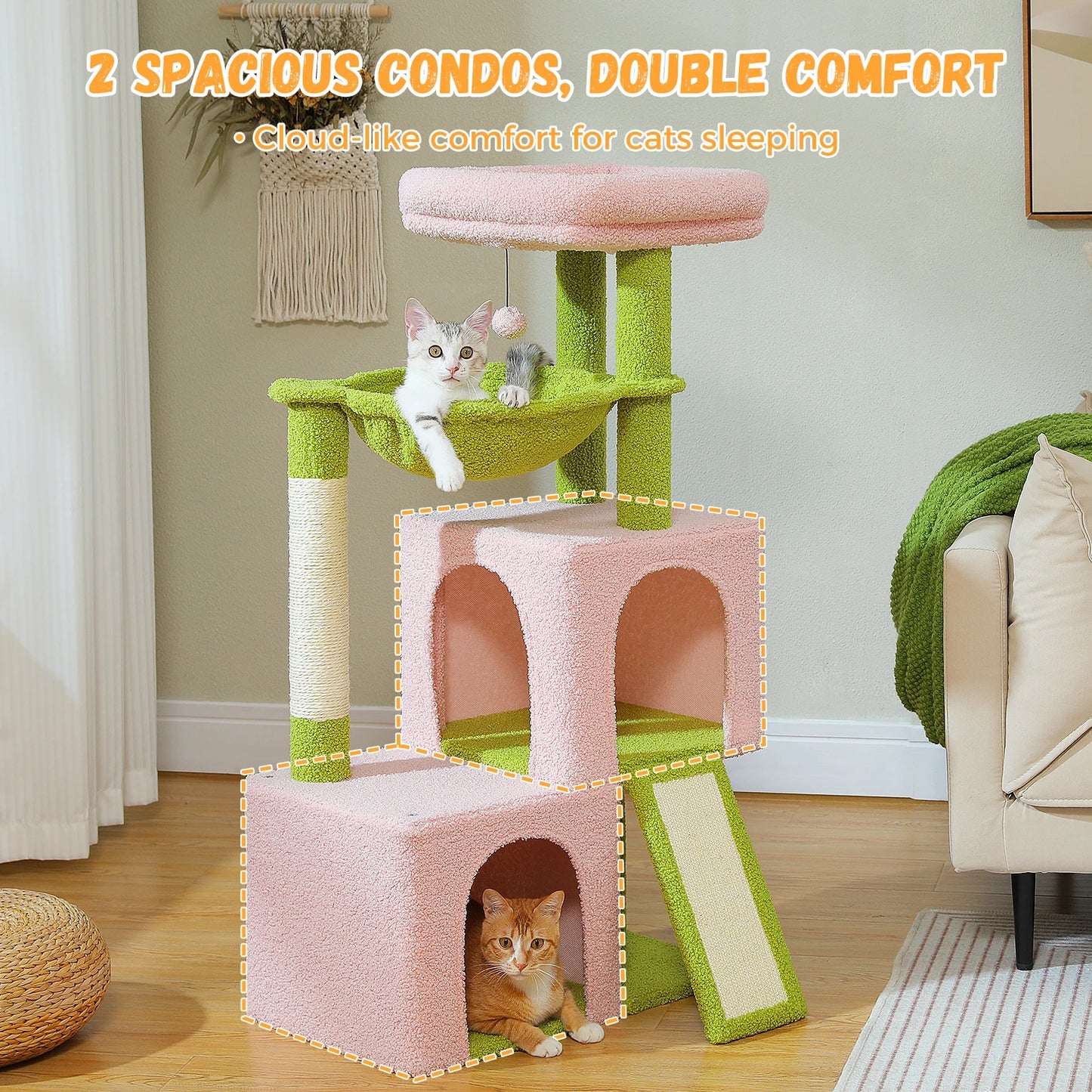 PAWZ Road Cat Tree Indoor Multi Level Tower with Condos