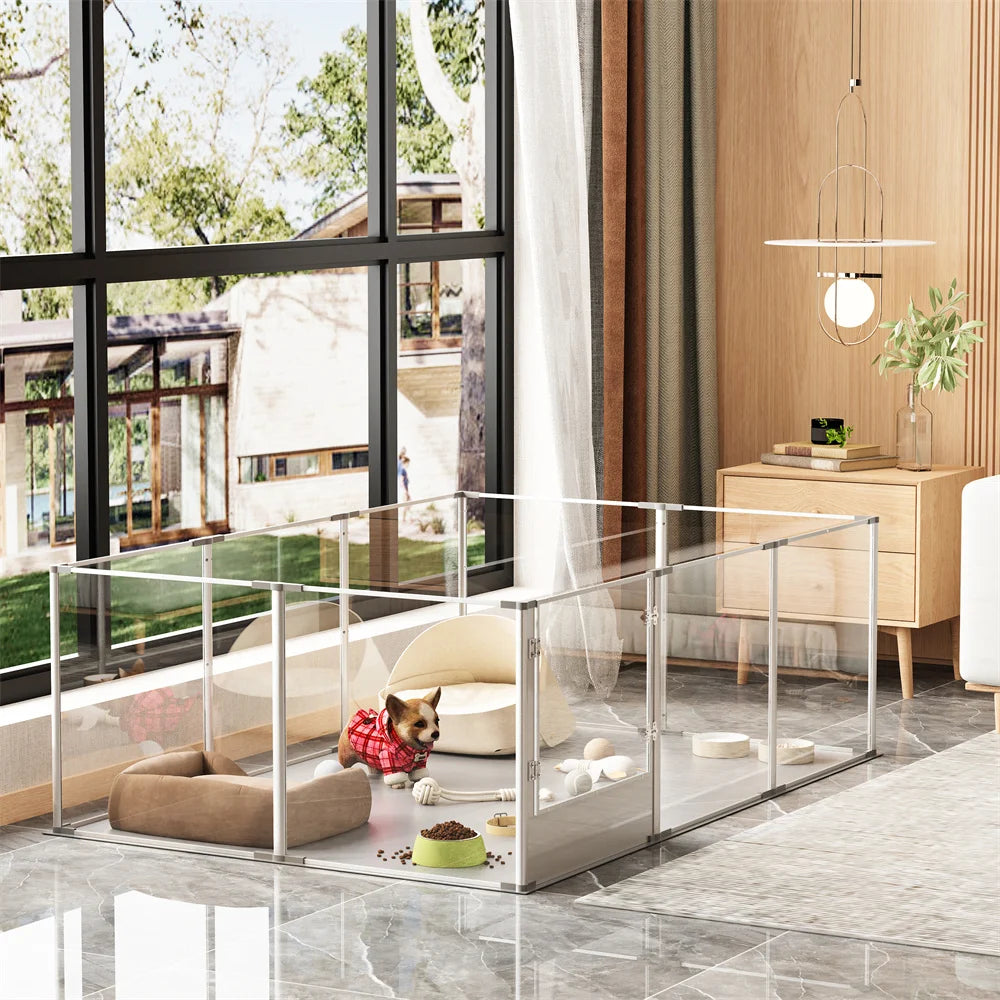 BORWART Acrylic Dog Playpen Fence Pet Enclosure For Whelping