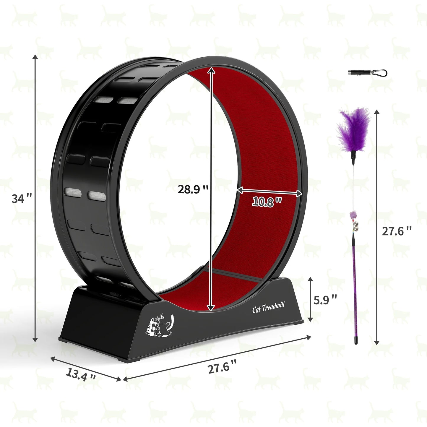Cat Wheel for Indoor Cats Large Exercise Running Wheel Cat Treadmill with Brake & Carpeted Runway, Easy to Install & Fitness & Health