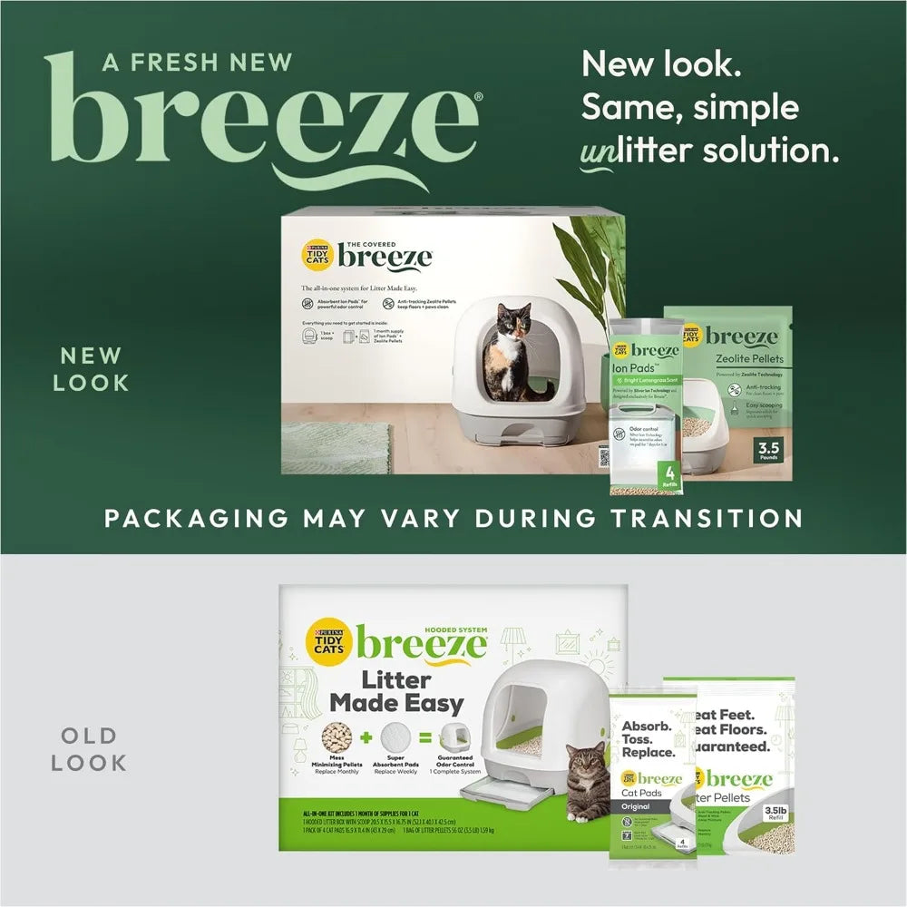 Hooded Litter Box System Breeze Starter Kit Pellets And Pads