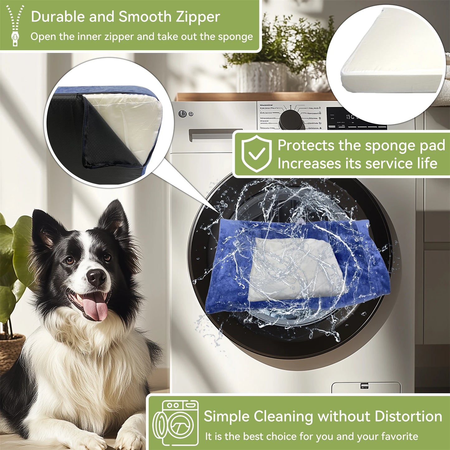 XXLarge Luxury Pet Bed with Headboard and Washable Dutch Velvet Cover Dog Cat Bed High Elastic Sponge