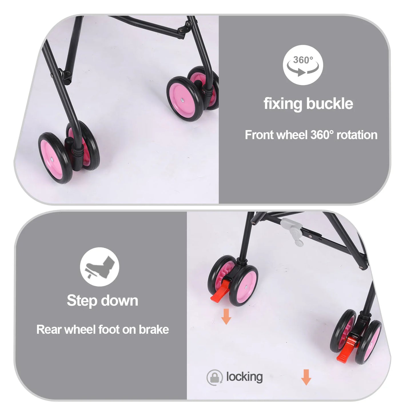 Wedyvko Pet Dog Stroller UltraCompact QuadrupleWheelSystem Rotating Brakes Storage Travel