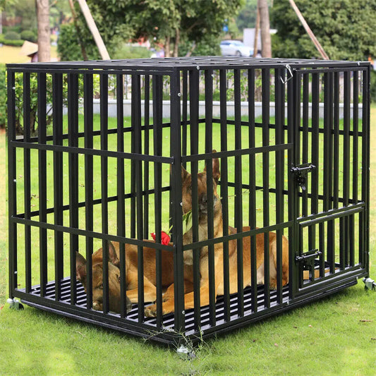 Bingopaw Heavy Duty Dog Crate With 3 Doors And Wheels