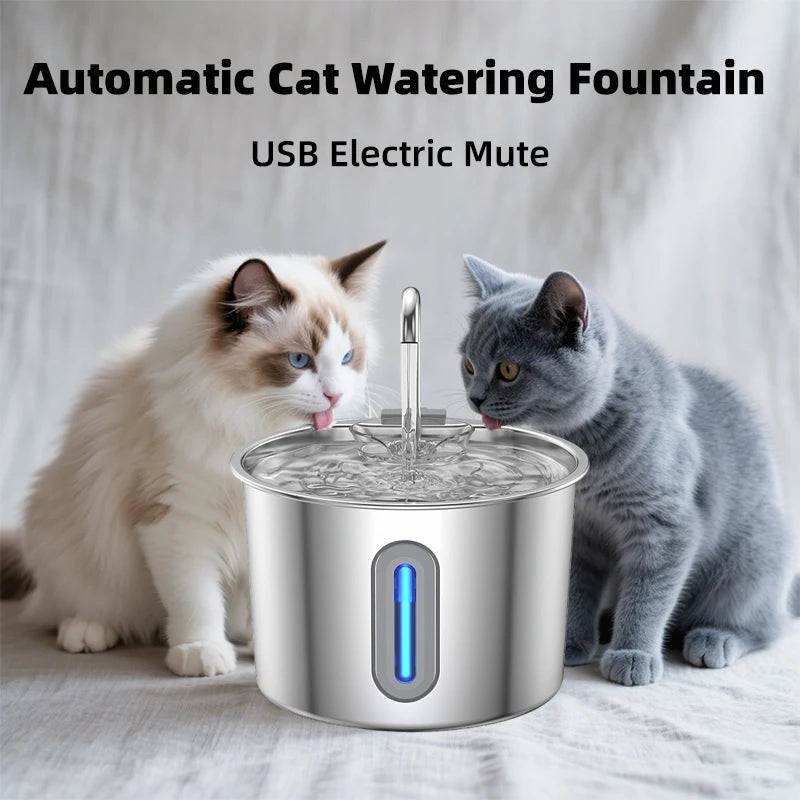 Pet Water Fountain Large Capacity 304 Stainless Steel USB Drinking Water Station