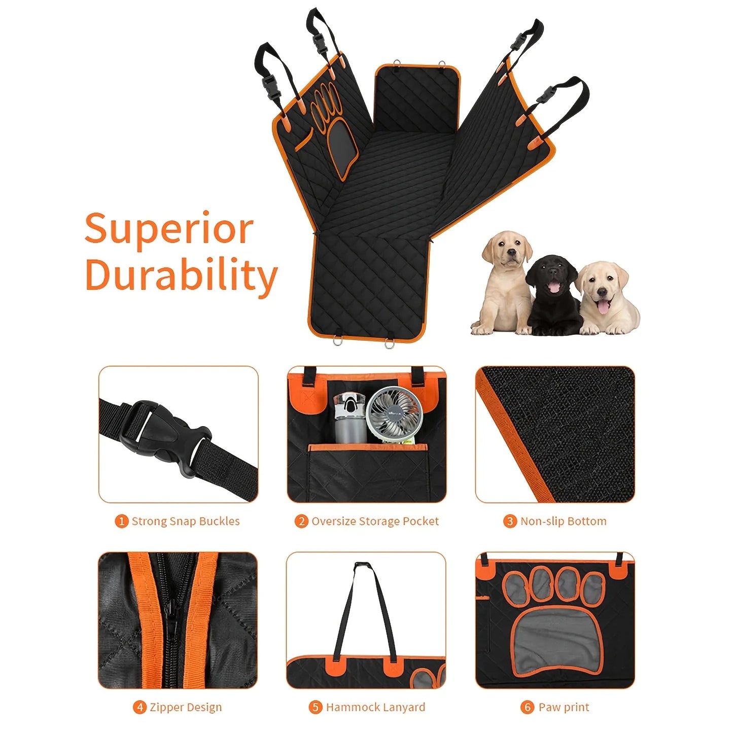 Zhejiang Dog Seat Cover Hammock Anti Slip Rear Car Seat