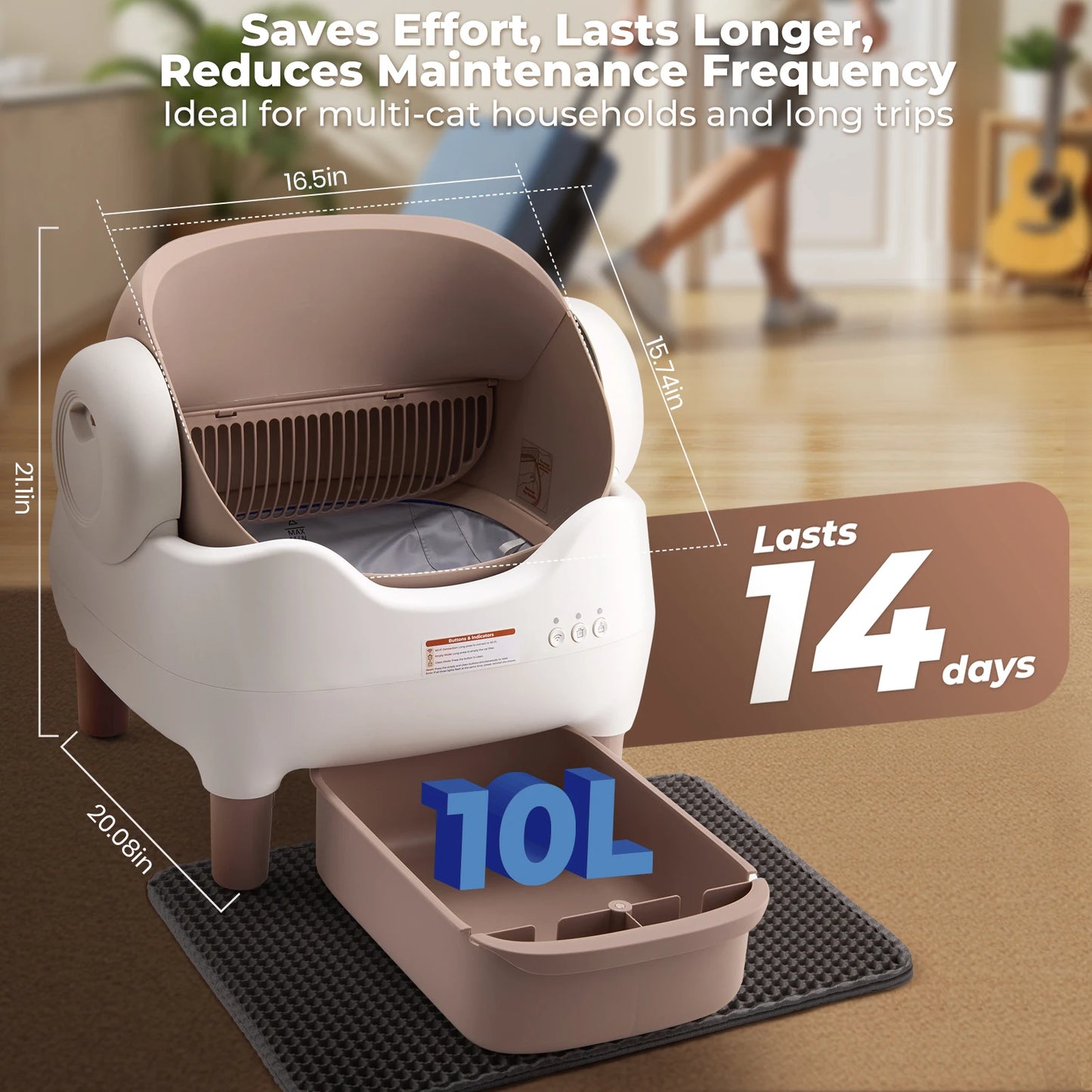 Lunapurr SelfCleaning CatLitter Box With AppControl OdorEliminatingTechnology System