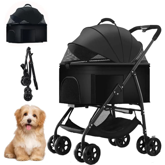 TIFICY Pet Stroller Foldable for Cats and Dogs Travel Carrier Detachable Pushchair