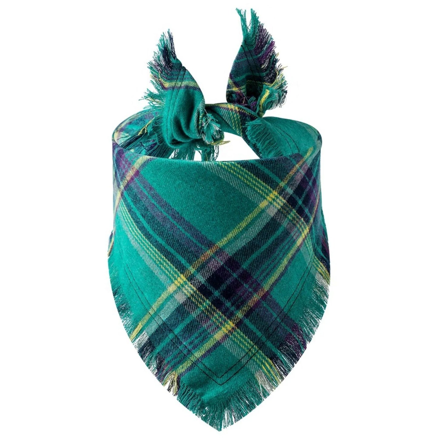 Trendy Pet Dog Bandana with Tassels Edges Classic Plaid Scarf Funny Dog Apparel Accessories Christmas Party Dress-Up Photo Prop
