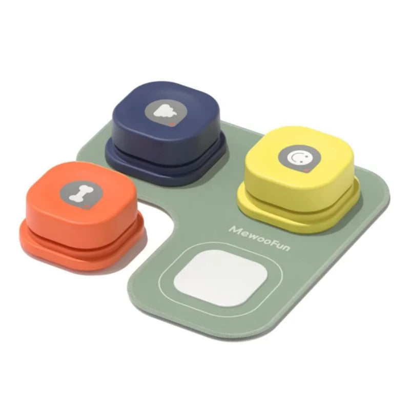 MEWOOFUN Dog Talking Buttons With Rubber Mat Recordable Starter Pack
