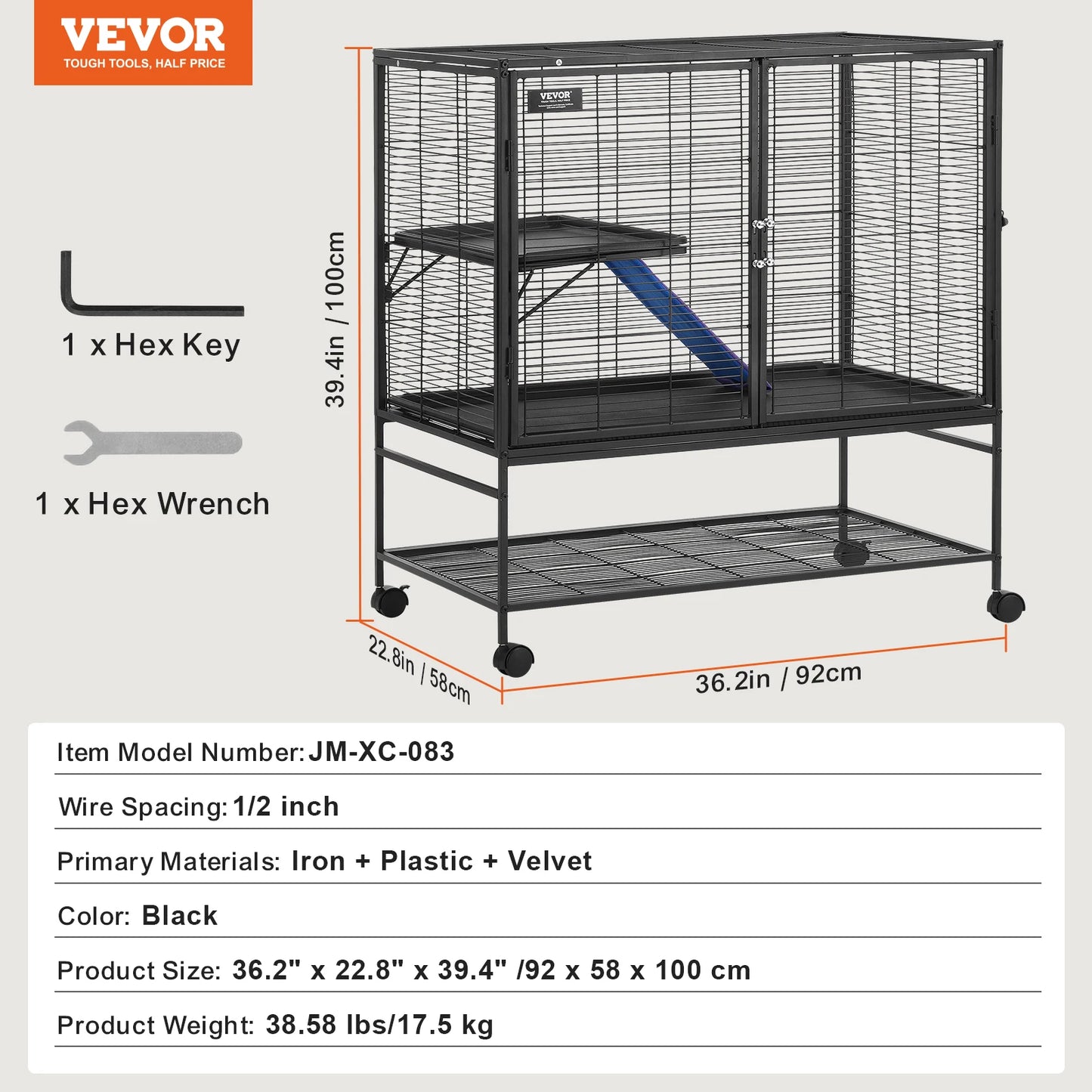 SucceBuy Metal Ferret Cage Rolling 4 Tier For Small Pets