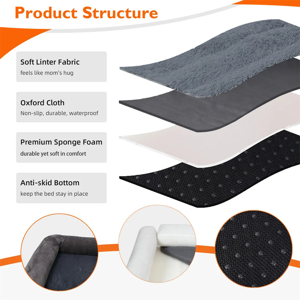 BORWARTCN Calming Orthopedic Memory Foam Dog Bed With Durable Waterproof Cover For Joint Support