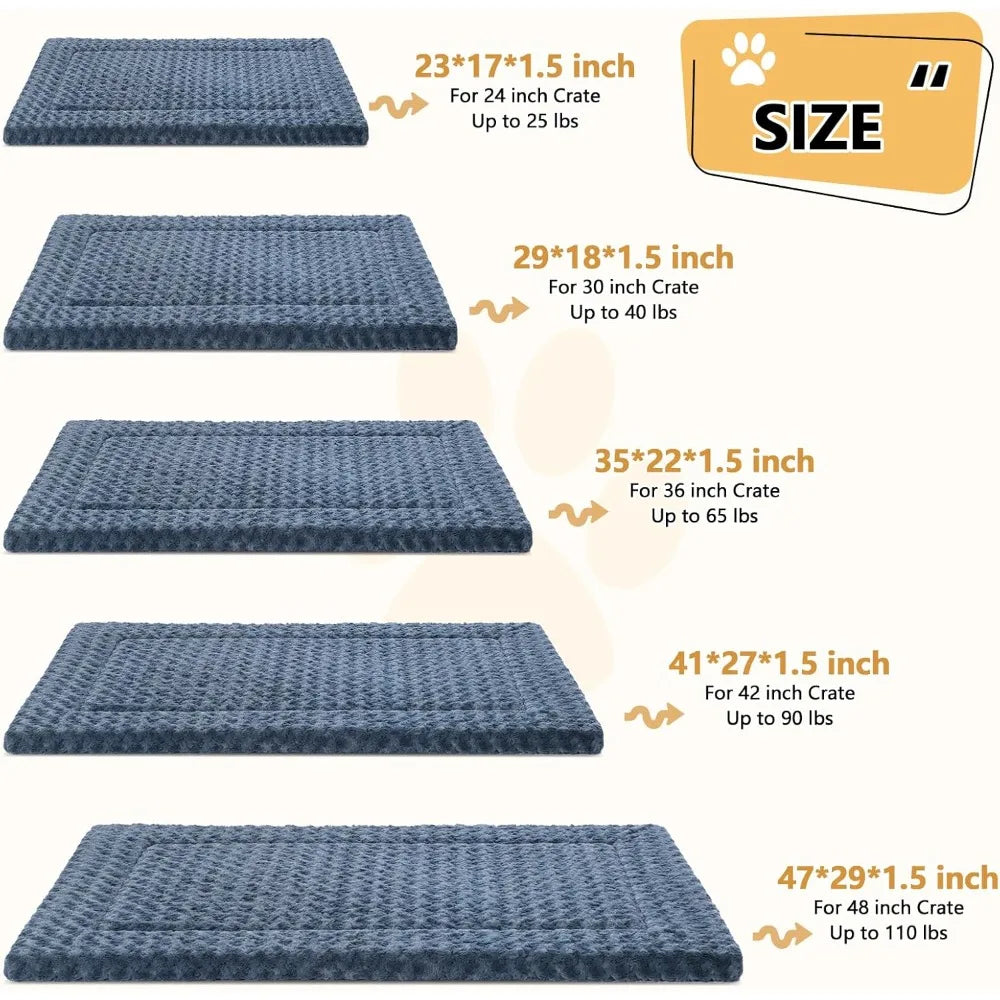 dog bed mat washable reversible dog crate pad soft fluffy pet kennel beds with anti-slip bottom dog cat sleeping mattress for ex