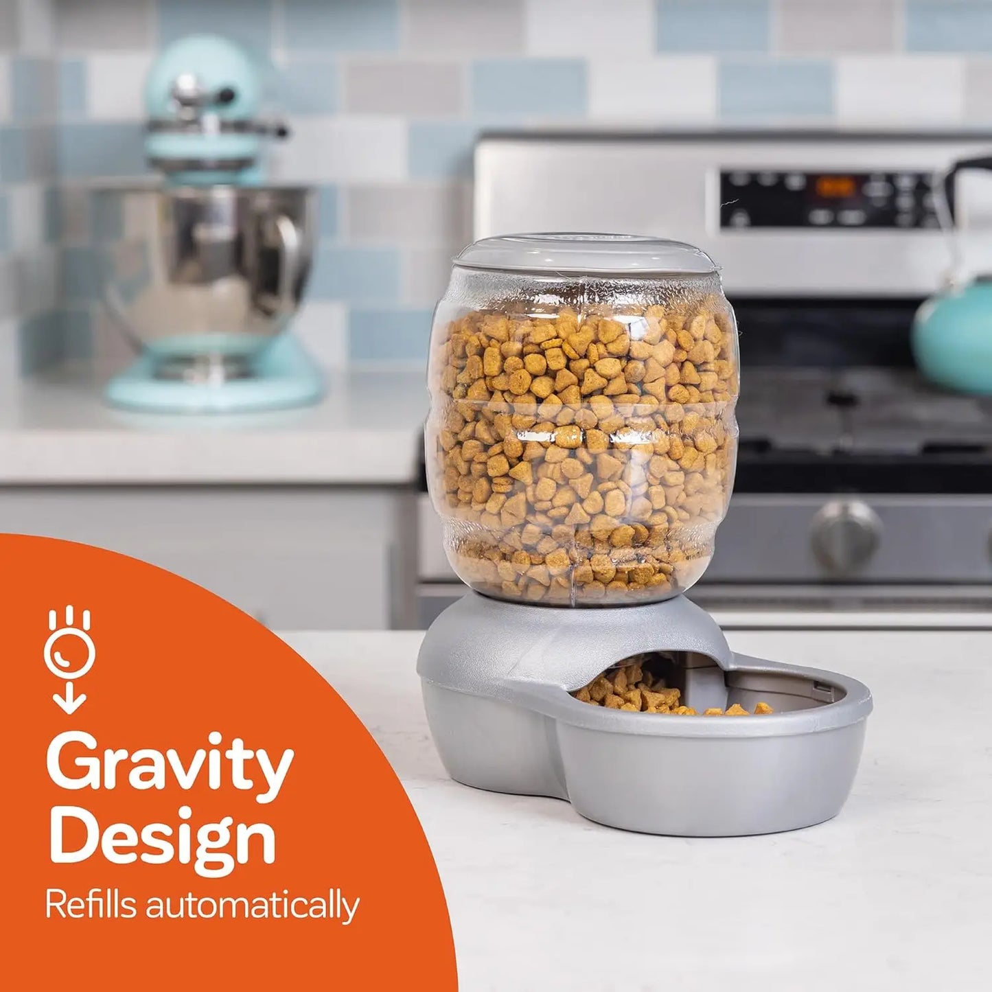 Automatic Pet Feeder for Cats and Dogs, 5 LB Capacity, Pearl Silver Grey, Dishwasher Safe Base (2-Pack)
