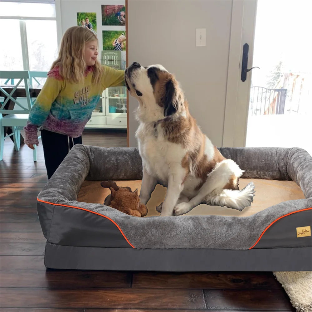 BORWARTC Orthopedic Memory Foam Dog Bed With Waterproof Removable Cover