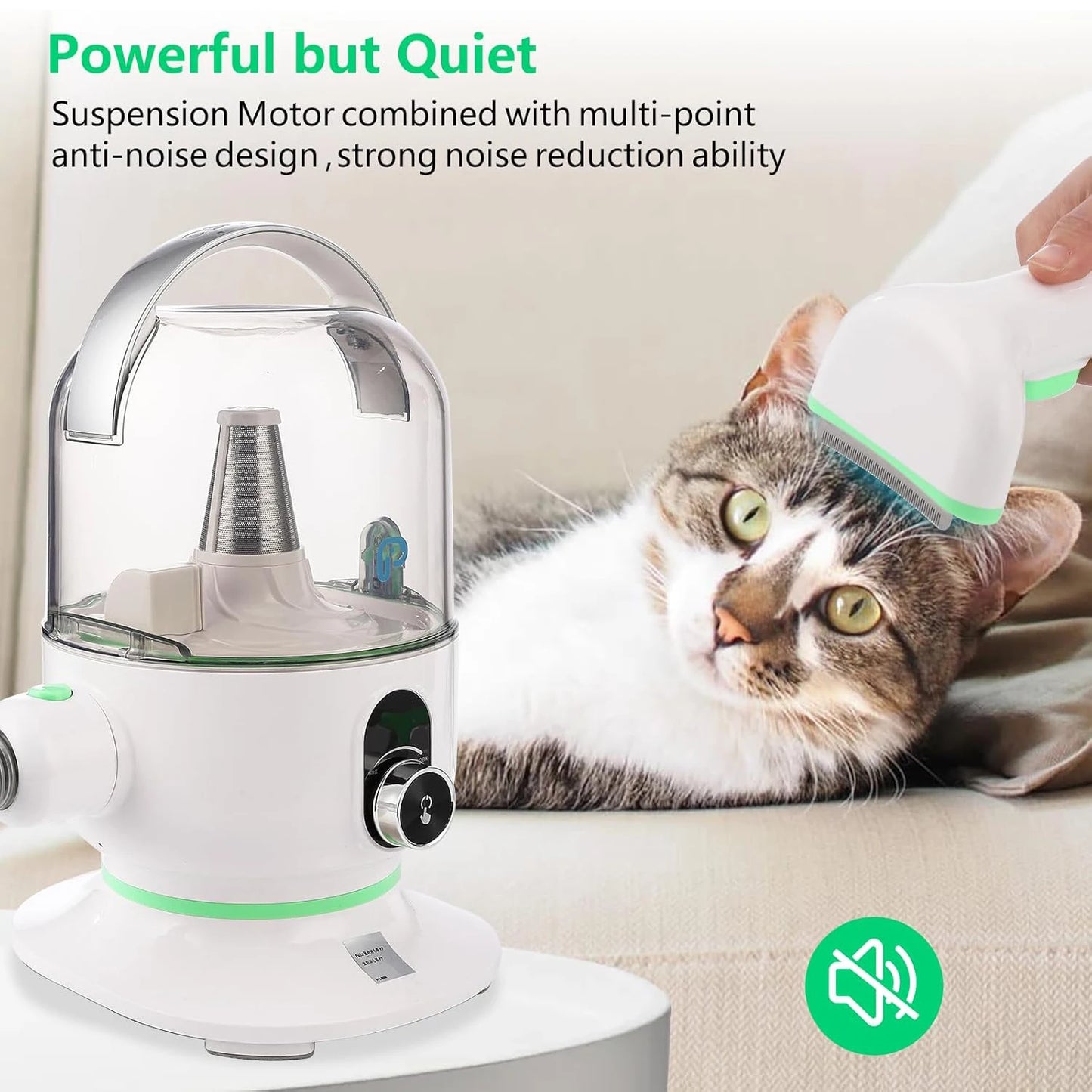 DishyKooker Pet Grooming Kit With Quiet High Suction Vacuum And Five Tools For Pets