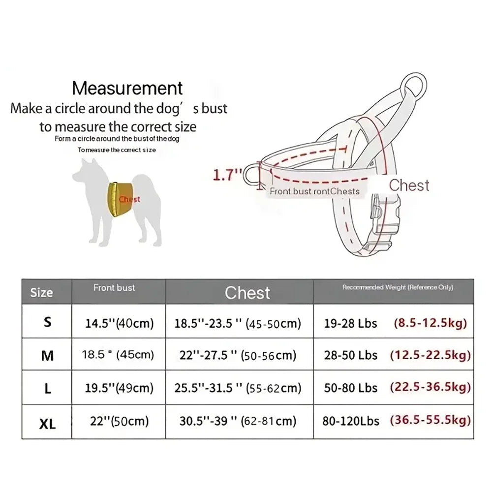 NONECN Tactical Dog Harness 1000D Nylon With Handle Reflective