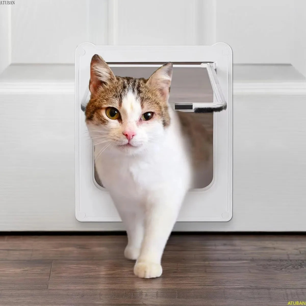 ATUBAN Interior Cat Door 4 Way Rotary Lock Indoor Pet