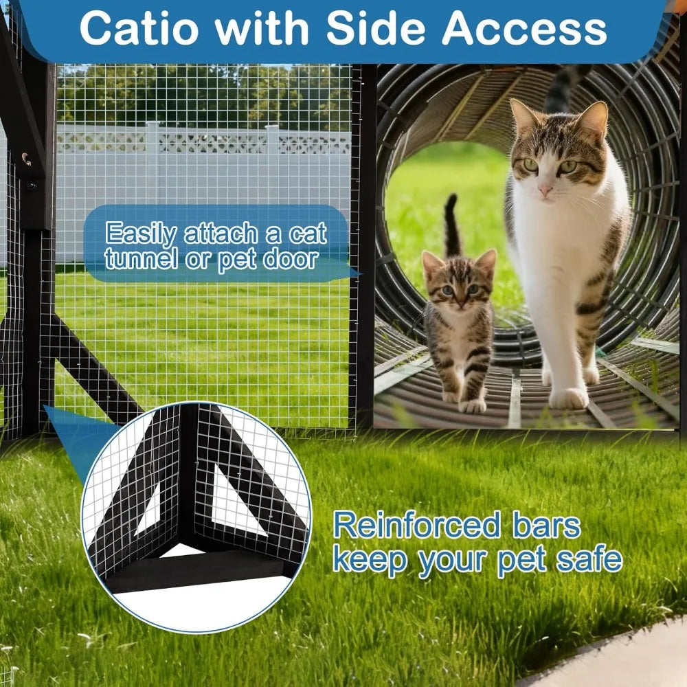 Large Cat Catio Outdoor 4 Tiers Walk-in Cat Enclosure Window Access, Cat Cage Cat House for Multiple Indoor Outdoor Cats, Outsid