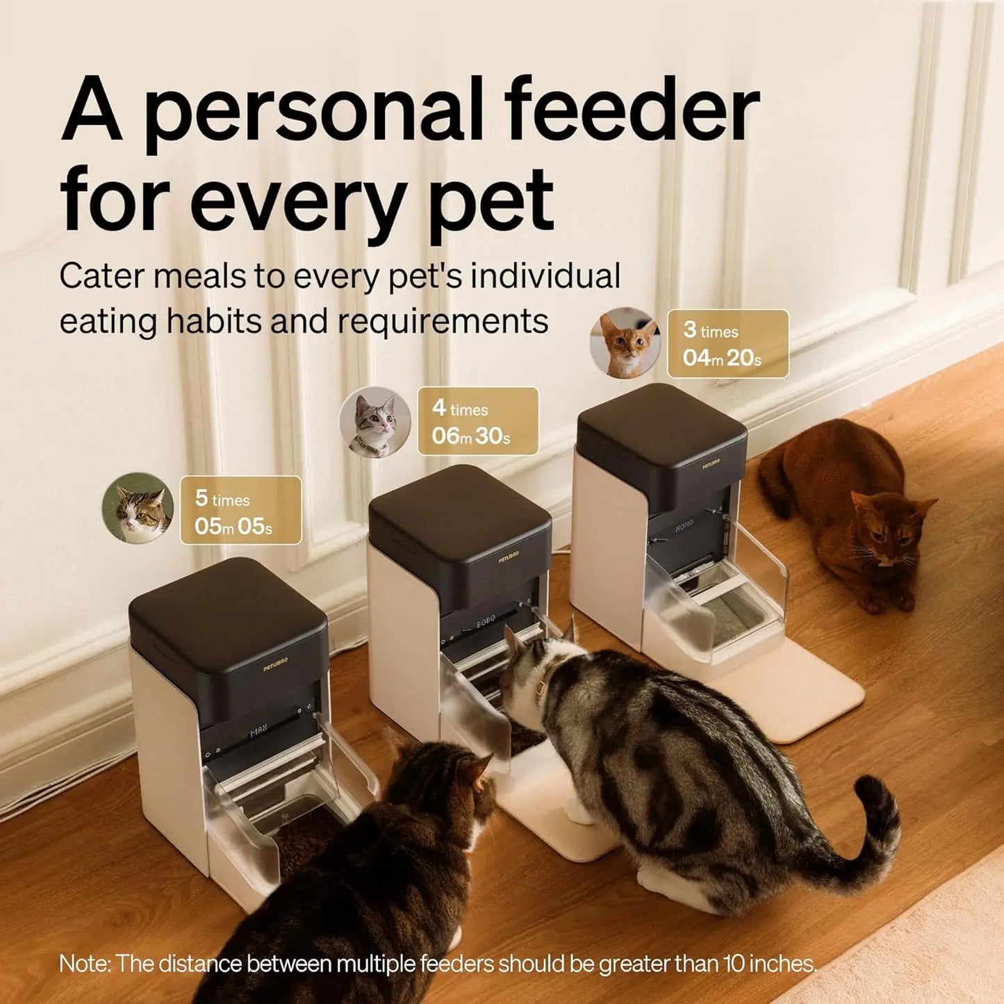RFID Automatic Cat Feeder with Wi-Fi, Personalized Meals via Collar Tag, Diet Tracking for Multi-Pet Homes