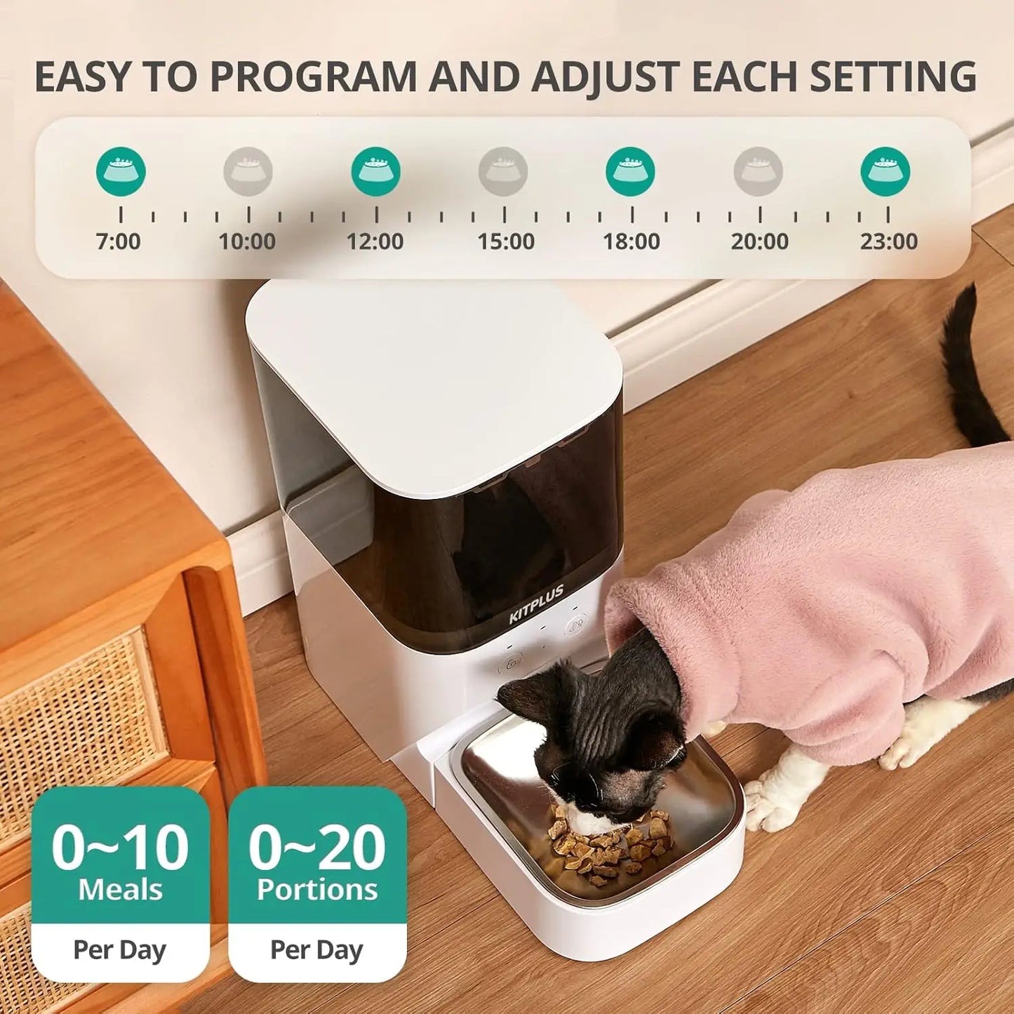 Automatic Cat Feeder With Timed App Control And Lock Lid