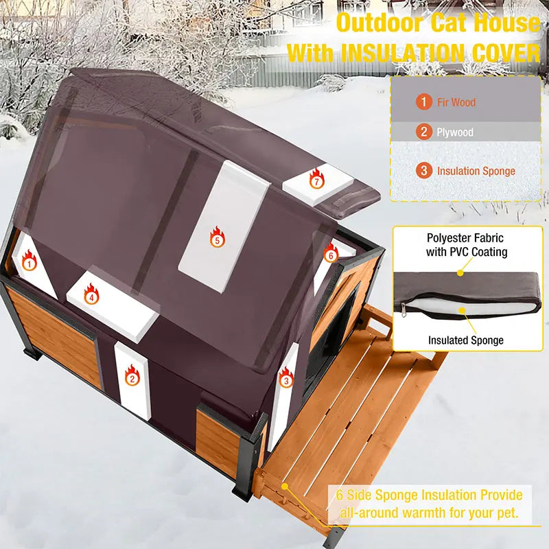 Insulated Dog House with Liner Inside| Iron Frame - Medium 32.9"(L) x 45" (W) x 32.6"(H)