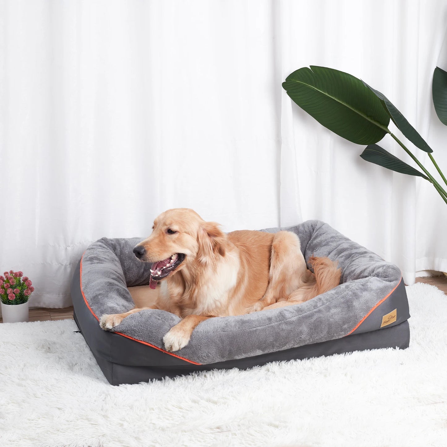 BINGOPAW Antiallergy Dog Bed With Removable Washable Cover And Waterproof Non Slip Bottom