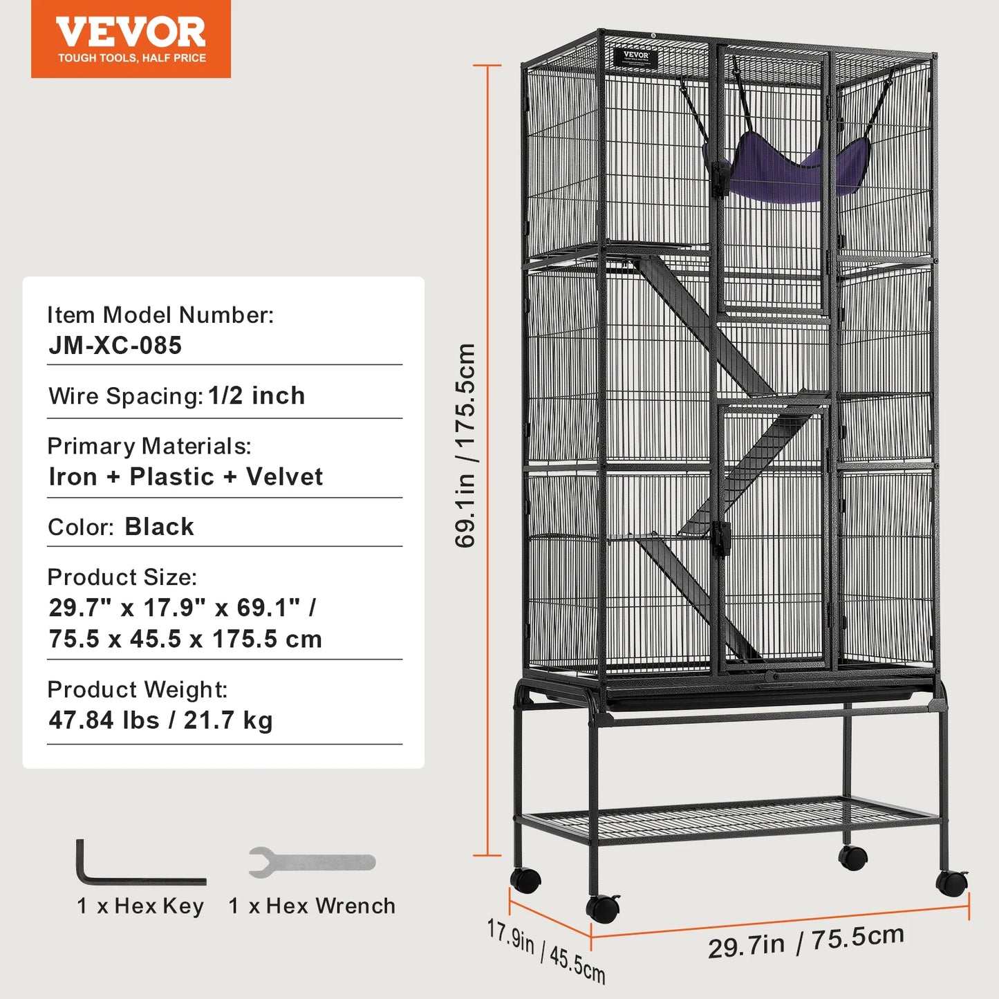 SucceBuy Metal Ferret Cage Rolling 4 Tier For Small Pets