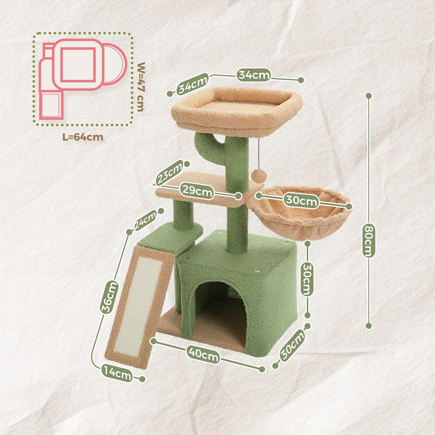 PAWZ Road Cat Tree Tower For Indoor Cats 3-Tier Activity
