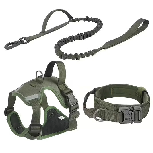 Dog harness with leash,dog collar,Heavy-Duty Dog Harness with Anti-Slip Padding, Front Leash Connector & Secure Buckles