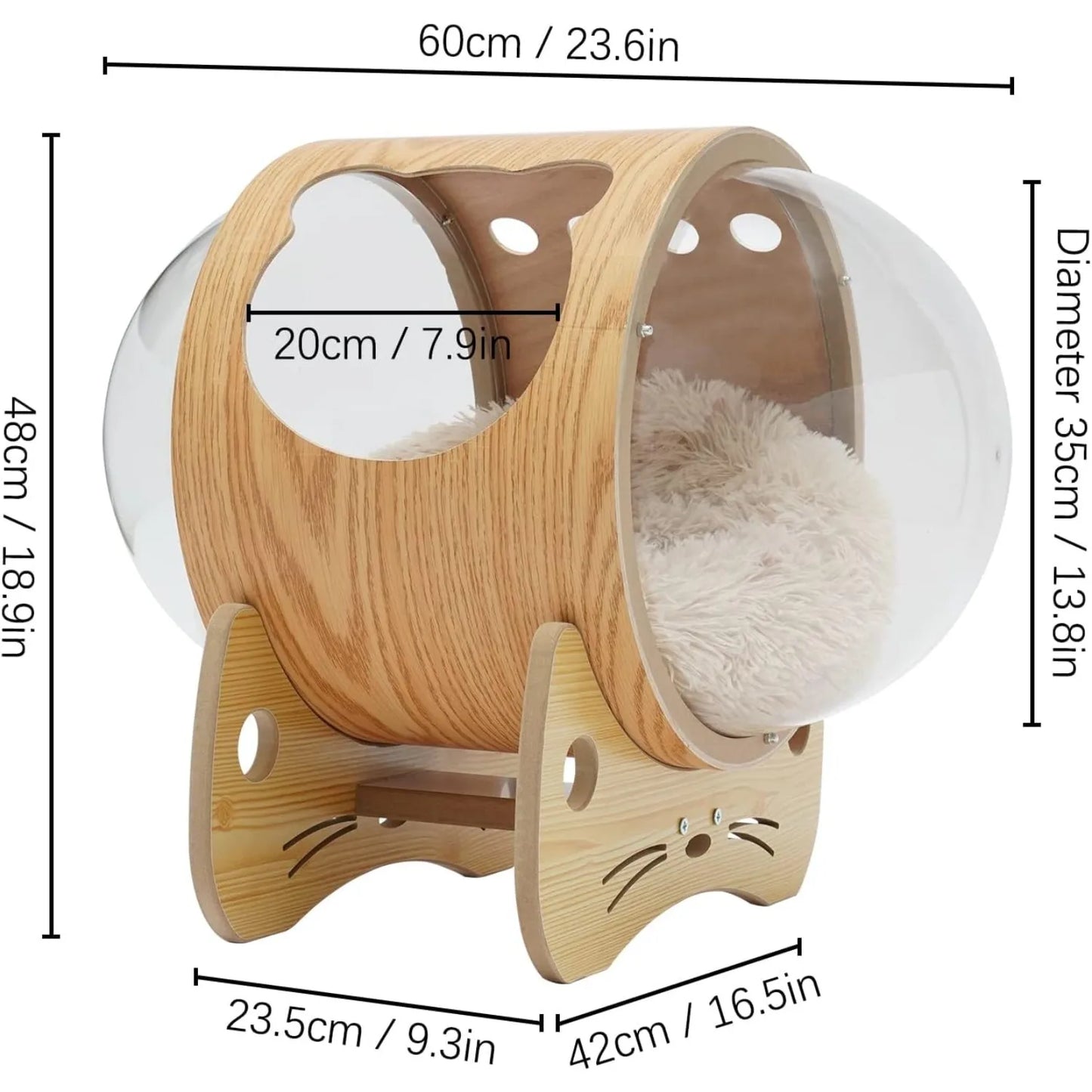 Guangdong Premium CatPod Bed With SolidWood Frame And ClearAcrylicDome ForPetComfort