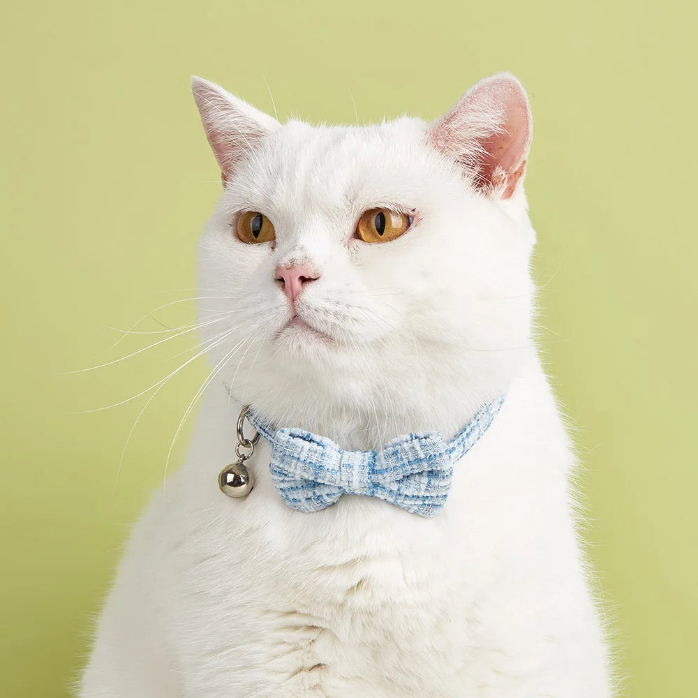 Bow Cat Collar Adjustable Pet Bow Tie Collar with Safety Buckle and Bell Decoration Suitable for Kittens & Puppies Cat Necklace