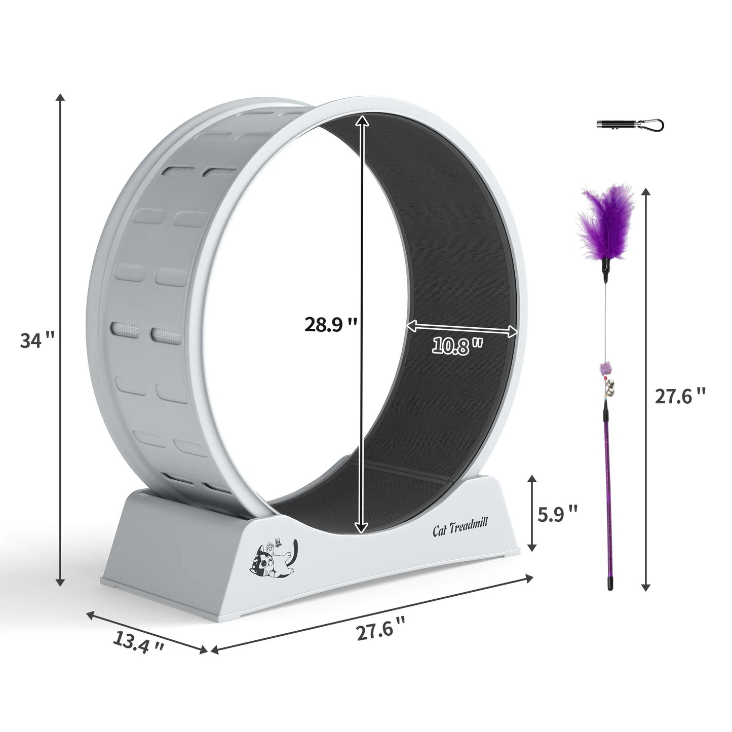Cat Wheel for Indoor Cats Large Exercise Running Wheel Cat Treadmill with Brake & Carpeted Runway, Easy to Install & Fitness & Health
