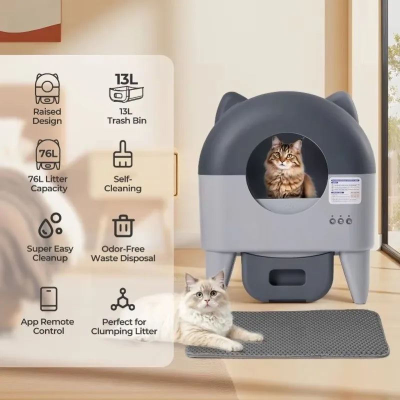Lunapurr Automatic Self Cleaning Cat Litter Box With App Control For Multi Cat Compatibility