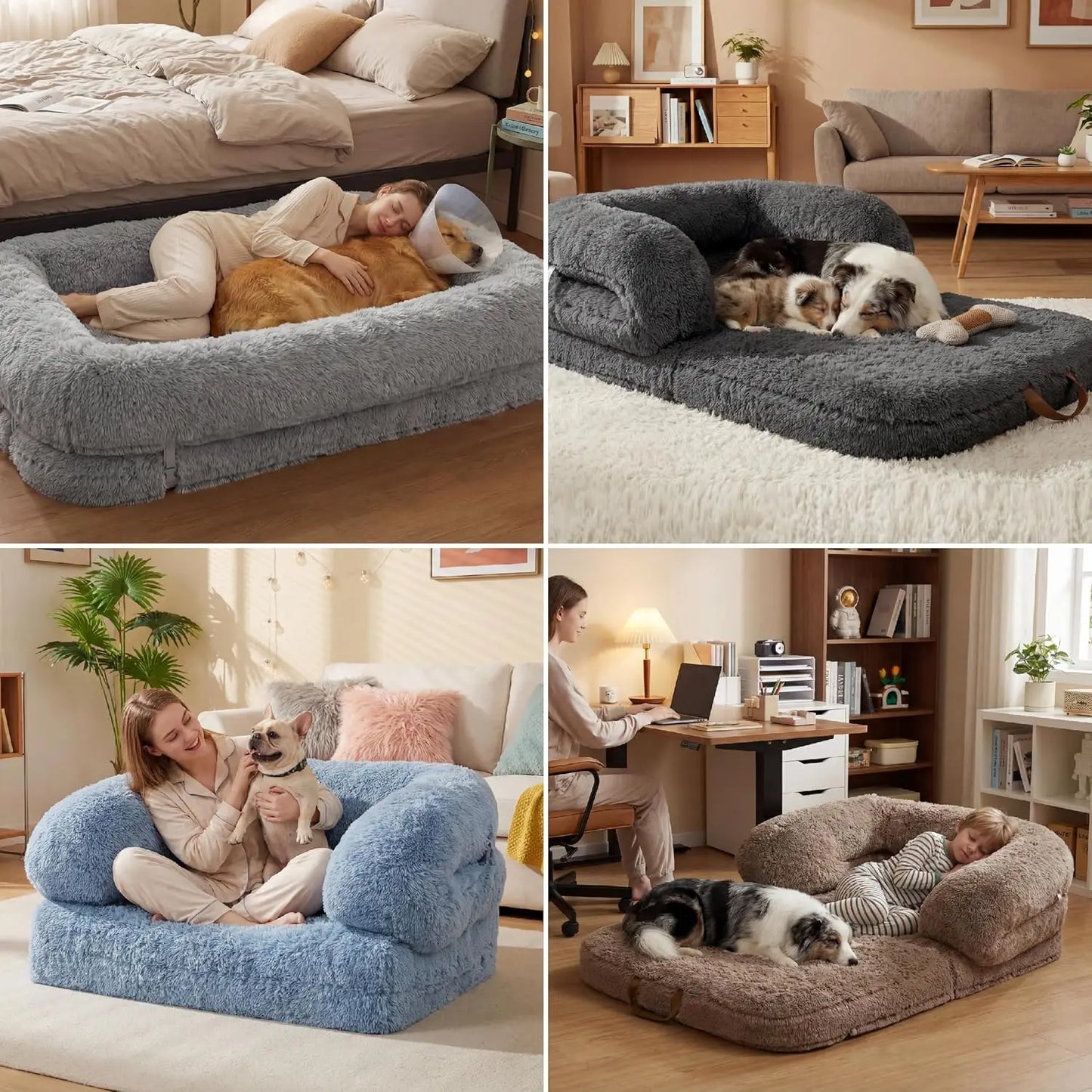 Foldable 3in1 Orthopedic Bed For Humans And Dogs With Waterproof Cover