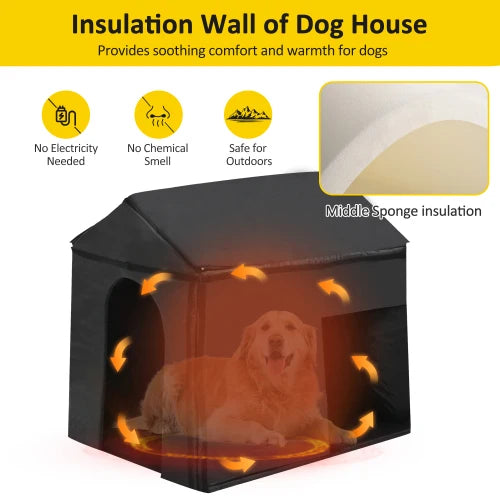 Outdoor Insulated Waterproof Dog House For Winter Weather With Weatherproof Roof And Easy Clean