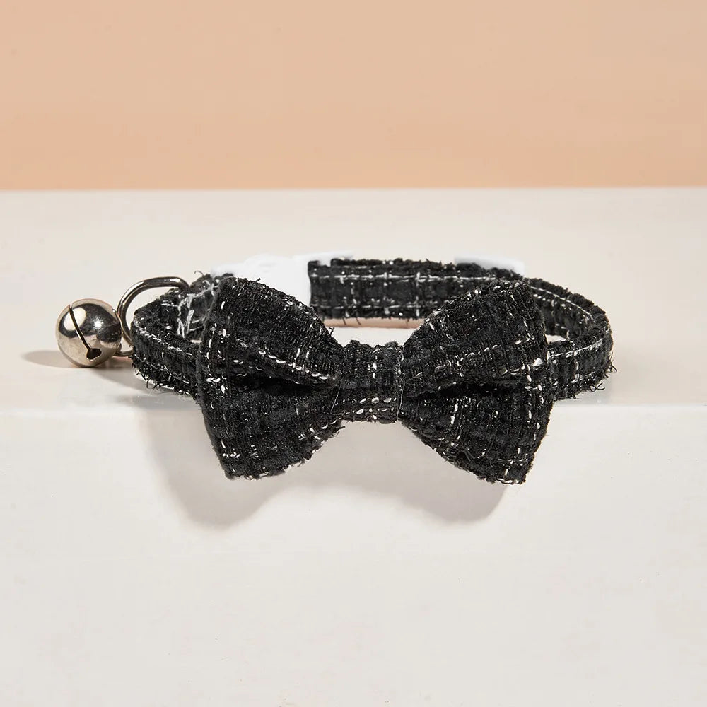 Bow Cat Collar Adjustable Pet Bow Tie Collar with Safety Buckle and Bell Decoration Suitable for Kittens & Puppies Cat Necklace