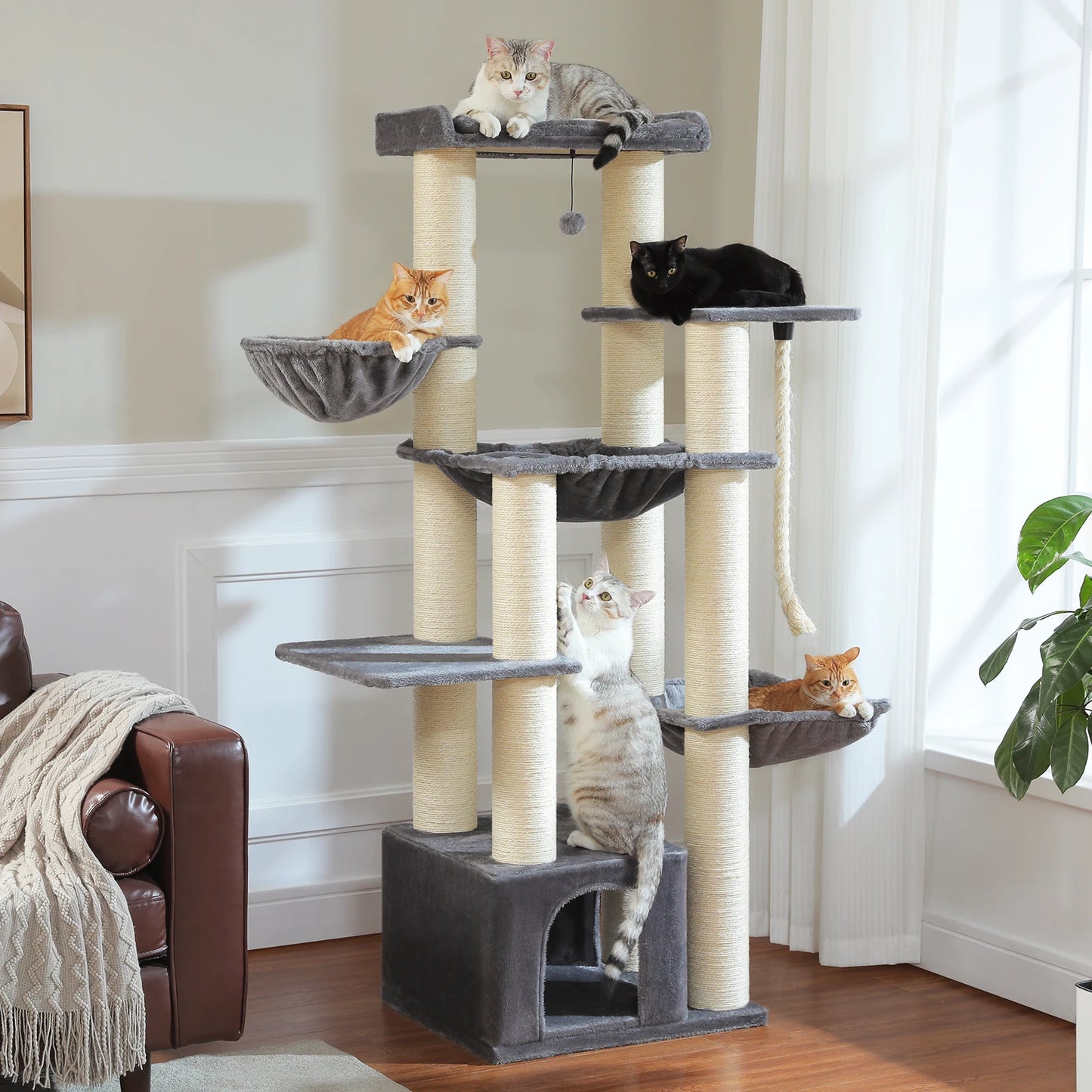 PAWZ Road Large Cat Tree With Multiple Levels And Hammock