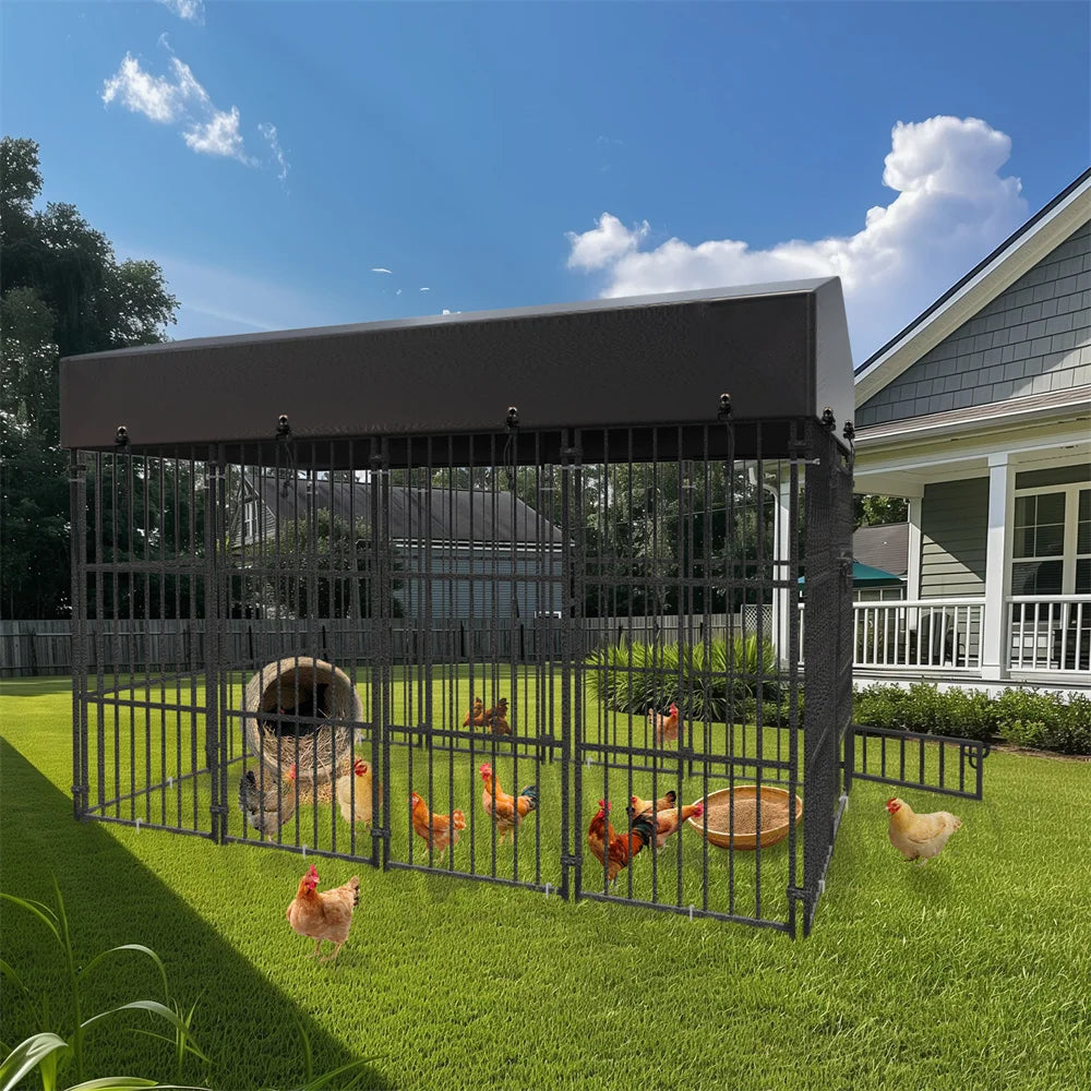 BORWARTH Heavy Duty Dog Kennel Welded Metal Playpen With Roof
