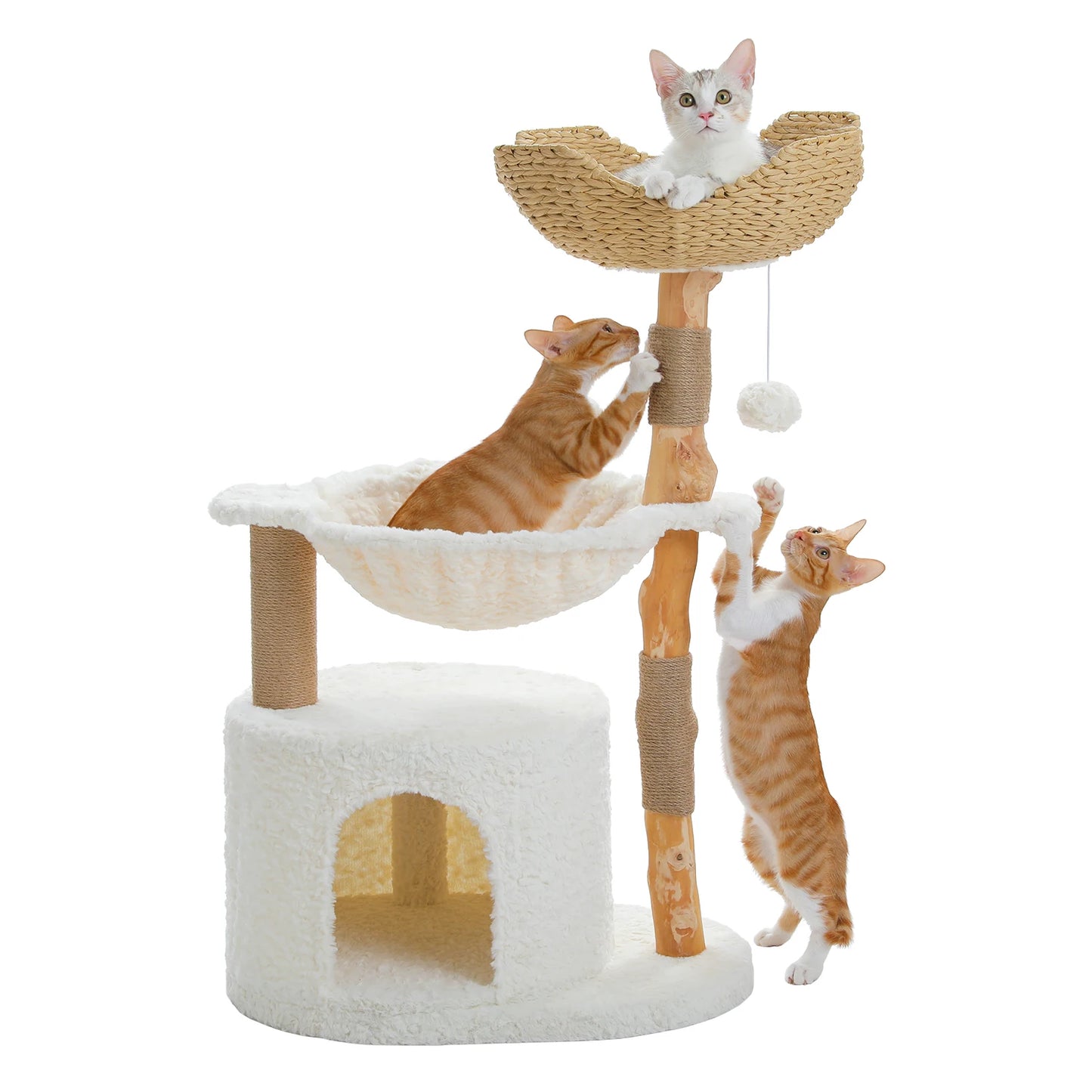 PAWZ Road Modern Cat Tree Tower Solid Wood Scratching Posts