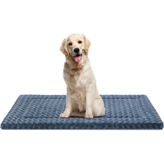 dog bed mat washable reversible dog crate pad soft fluffy pet kennel beds with anti-slip bottom dog cat sleeping mattress for ex