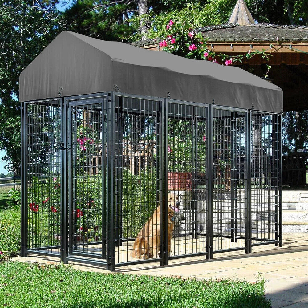 BORWARTH Heavy Duty Dog Kennel Welded Metal Playpen With Roof