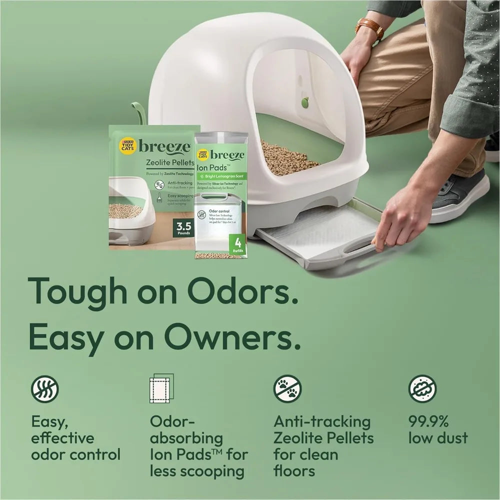 Hooded Litter Box System Breeze Starter Kit Pellets And Pads