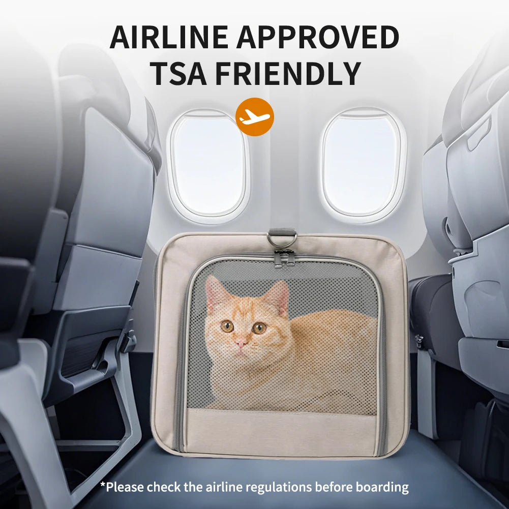 Durable Wheeled Cat Trolley For Two Cats With Belts Travel Carrier For Vet Visits